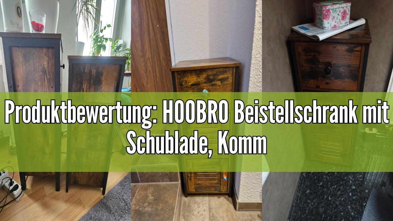 Produktbewertung: HOOBRO Beistellschrank mit Schublade, Kommode Schrank im Vintage-Stil, verstellbar