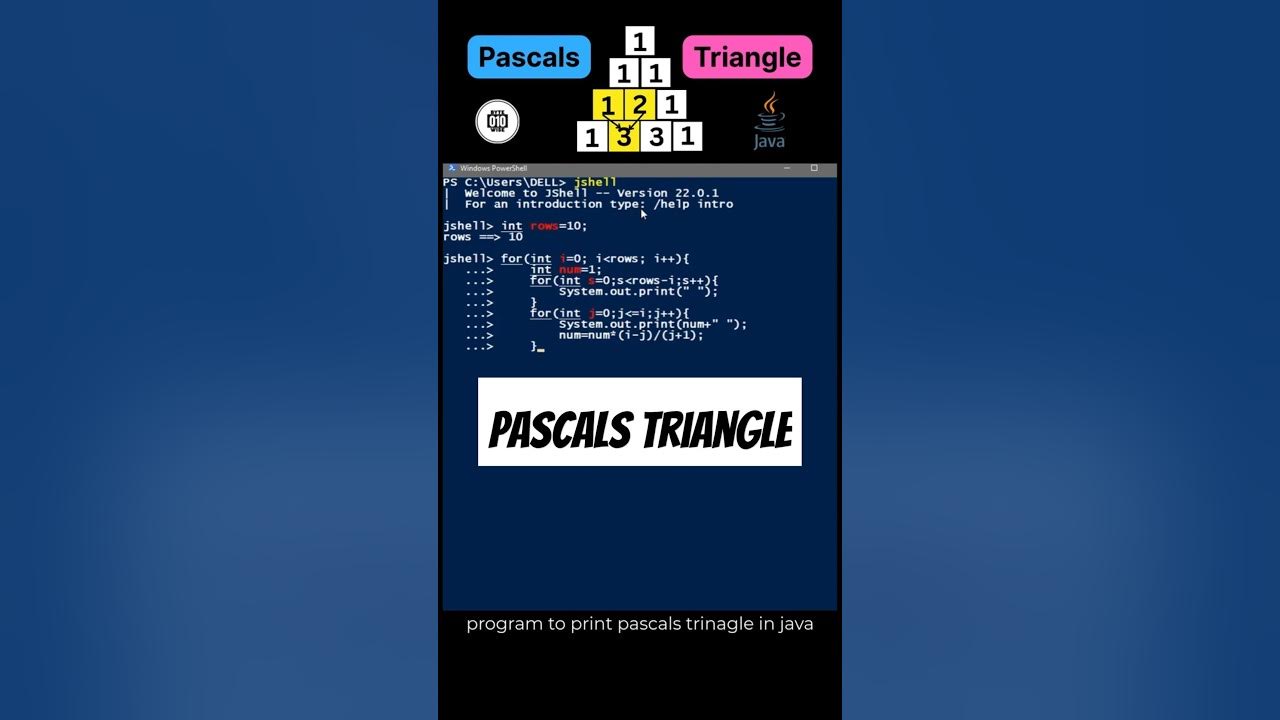 Visualizing Pascal's Triangle with #Java jshell - YouTube