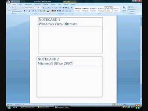 printing index cards in word