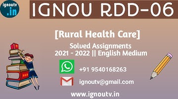 IGNOU RDD-06 Solved Assignment Jan 2021 & July 2021 || IGNOU PGDRD || RDD-06 || IGNOU TV || IGNOU ||