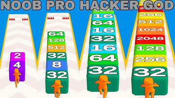 NOOB VS PRO VS HACKER VS GOD   in  2048 Run 3D