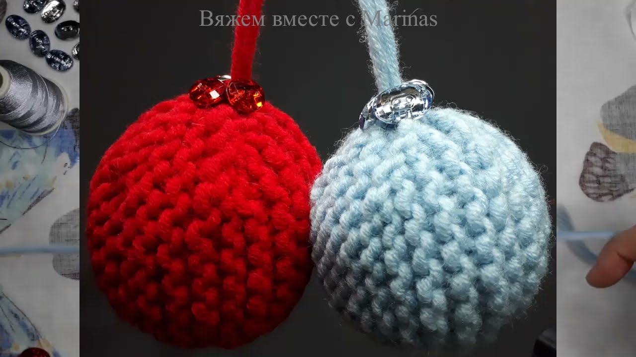Ёлочный шар спицами МК. Новогоднее украшение своими руками