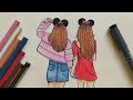 كيفية رسم افضل صديقات (Best friends) خطوة بخطوة