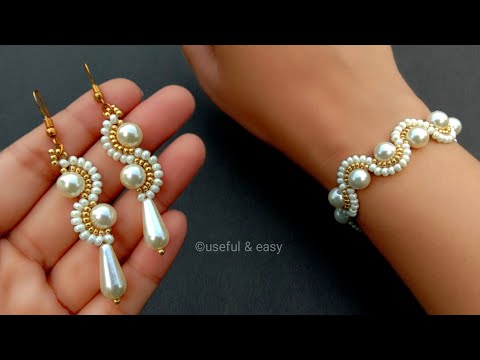 Easy Pearl Jewelry Making At Home//Bracelet & Earrings// Handmade