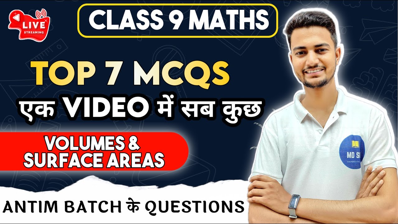 VOLUME and SURFACE AREA CLASS 9 🔥💯 | CLASS 9 MATHS | MD Sir Class 9 ...