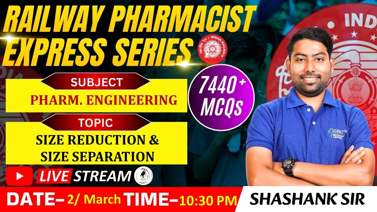 L-151 | Измельчение и разделение по размерам | Фармацевт на железной дороге (RRB) #железнаядорога...