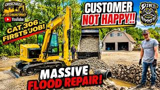 🔥 CAT 306 Excavator First Job!! Massive Flood Repair Disaster!! 🔥