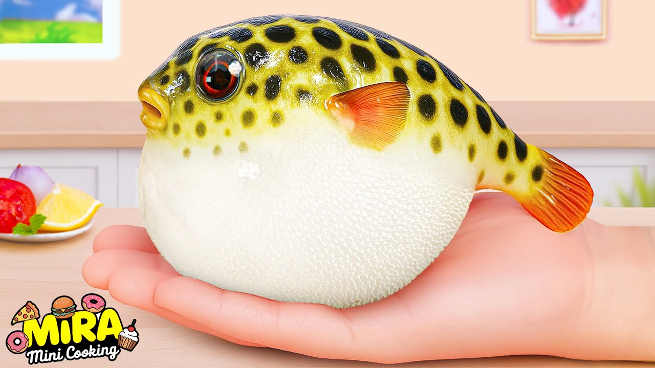 Resep Seafood Lezat 🐟 Ikan buntal panggang mini terbaik dengan lemon 💕 Mira Mini Cooking