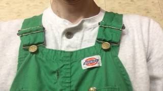 Dickies グリーン オーバーオール W３０ (吊りカン変更)