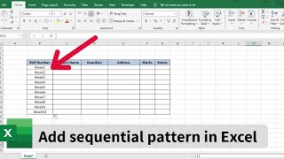 How to add Sequential pattern in Excel