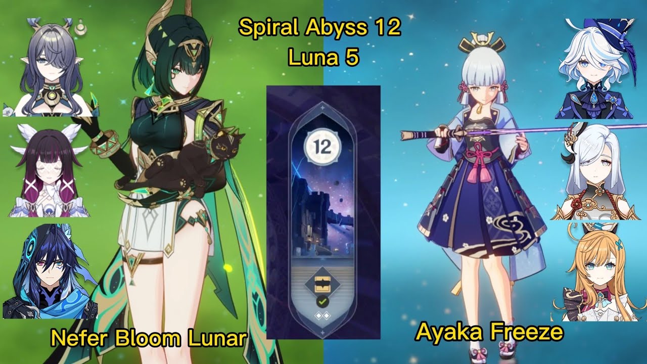 Nefer Bloom Spiral Abyss Genshin impact Luna 5 | C0 Nefer Bloom Lunar & C0 Ayaka ...