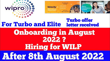 wipro onboarding in August 2022 and hiring for WILP |turbo offer letter| elite|WILP