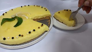 بدون فرن بدون كريمة ولا جيلاتين اروع طورطة لعشاق الحامض Refreshing lemon tart !!