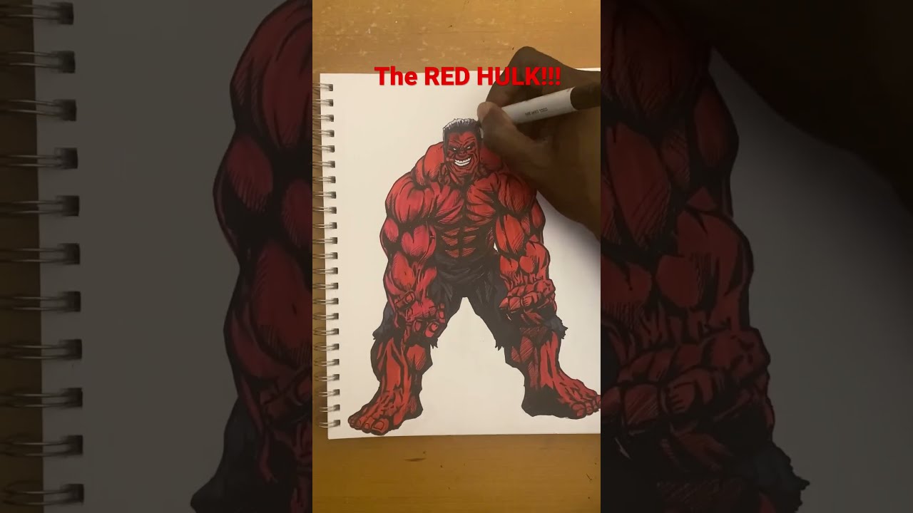 Drawing the Red Hulk #hulk #redhulk #mcu #comicbook #art #drawing #her... |  TikTok