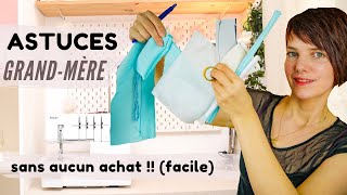 TUTO 10 MEILLEURES ASTUCES COUTURE GRANDMÈRE POUR GAGNER DU TEMPS  (facile débutant  technique)