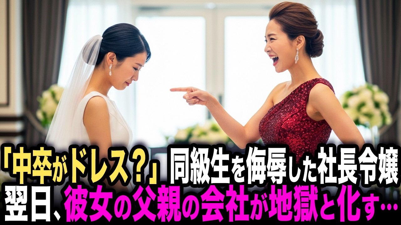 「中卒がドレス？身の程を知りなさいよw」結婚式で同級生を侮辱した社長令嬢。翌日、父親の会社が地獄と化す…