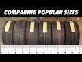 Comparing different tires sizes next to each other