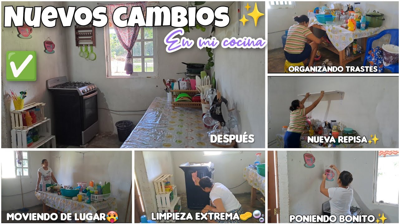 MEJORANDO ESPACIOS EN MI COCINA✅️ CON SOlO ORGANIZAR Y LIMPIAR✨️y PINTE LA PAREDES😱