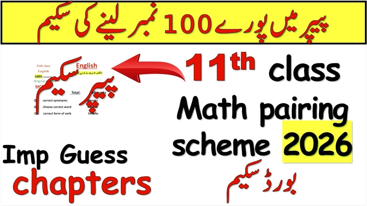 11th class Math pairing scheme 2026 |11th math new guess and paper ...