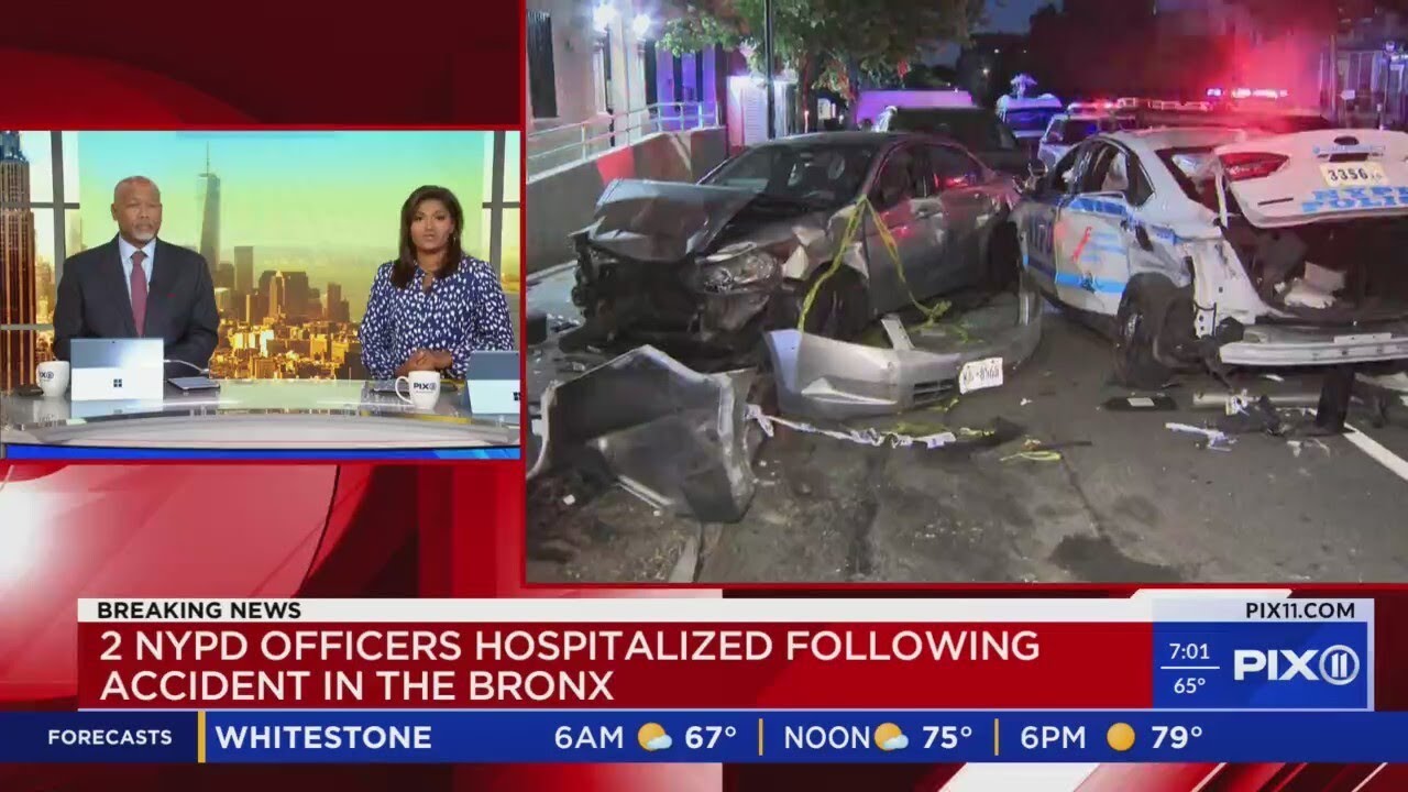 2 NYPD officers injured in Bronx crash - YouTube