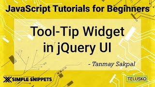 Tooltip Widget Control in JQuery UI  2019