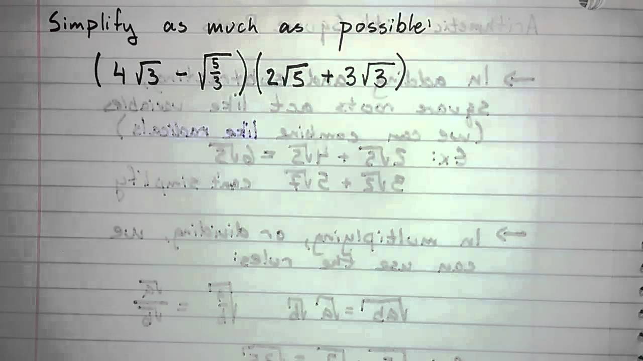 4.5.2 - Arithmetic with Square Roots - YouTube