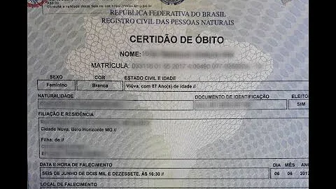 Quais os dados que constam na certidão de óbito?