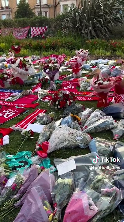 “A 😭💔Sea of Flowers for Diogo Jota | Rest in Peace Legend”#DiogoJota #Tribute #RIPJota #liverpool