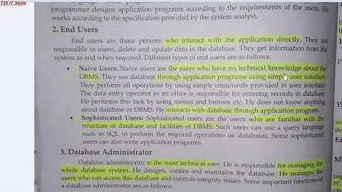 Type of Users in Database environment | Application Programmer\End Users\Database Adminstrator