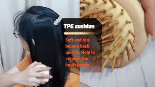 Cat Shape Mini Wooden Hair Brush For Travel#hairbrush #haircare #hair #haircomb #oem #factory