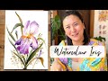 Paint this simple loose purple watercolour iris flower with me