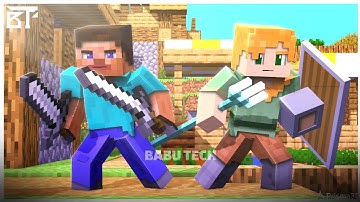 Steve and Alex VS Giant Zombie | Babu Tech | Prisma 3D Minecraft Animation