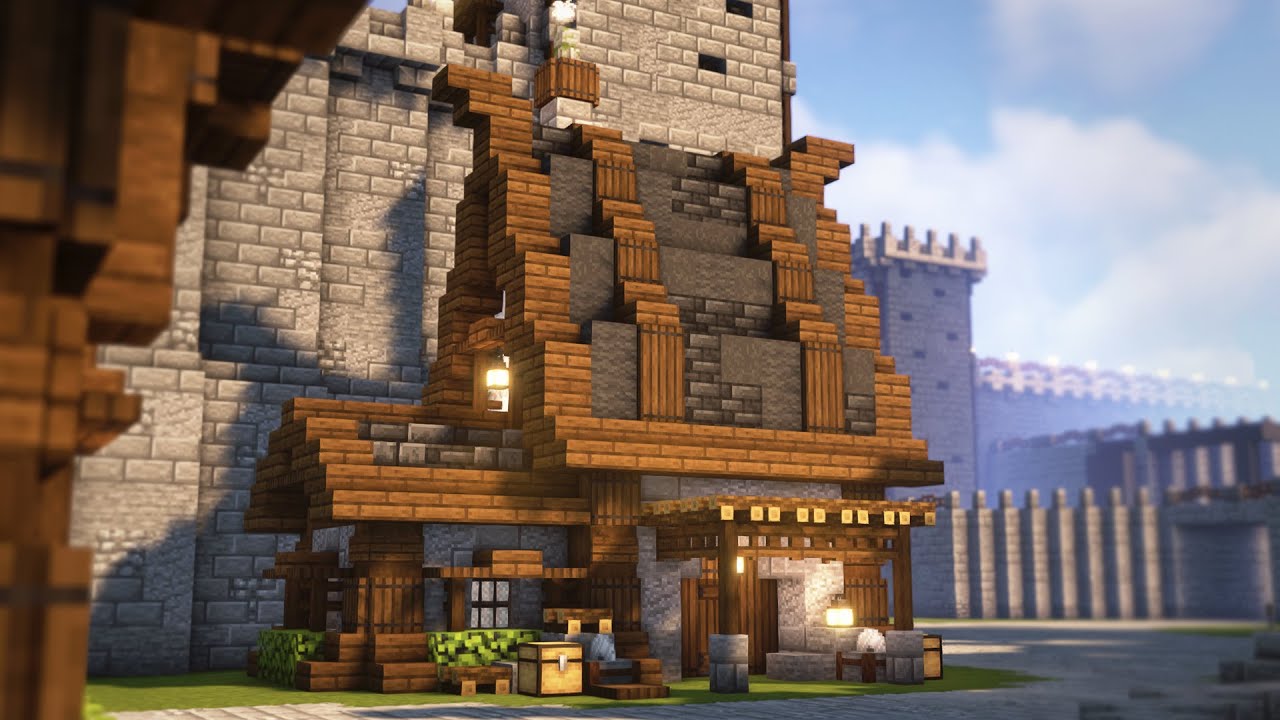 Pedr0Player on X: Casa Medieval Diagonal No Minecraft! Assista -   #Minecraft  / X