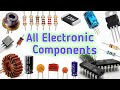 All electronic components  names and symbols.
