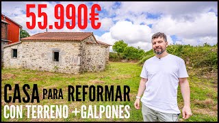 ¡CASA de PIEDRA para reformar +TERRENO+ GALPONES situada en Coristanco(A Coruña) POR 55.990€!