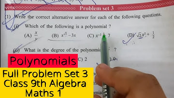 Polynomials Problem Set 3 Class 9 Algebra SSC 9th std Maths-1 MH State Board Explanation in Hindi