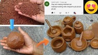 part-1 clay making and miniature kitchen set making at home / handmade kitchen set with clay