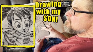 Drawing CHARCOAL PENCIL with my Son!