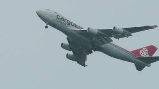 Cargolux Italia B747-400F Landing Gear Down Departure Climb