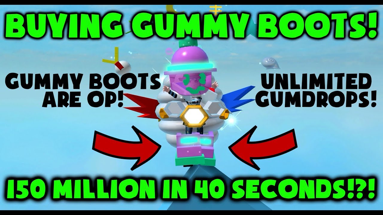Buying Op Gummy Boots Unlimited Gumdrops Roblox Bee Swarm Simulator Youtube