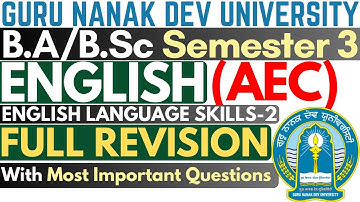 English Language Skills 2  | BA Sem 3 AEC English | English BA Sem 3 | BA 3rd semester