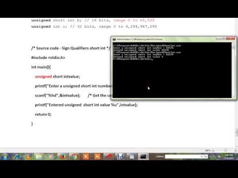 C PROGRAM SIGN QUALIFIER  EXAMPLE DEMO