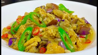 Dice the eggplant and add two eggs! Not greasy, super delicious with rice, a home-cooked recipe that