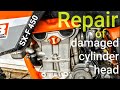 Ktm sx-f 450 repair of the damaged head of engine.