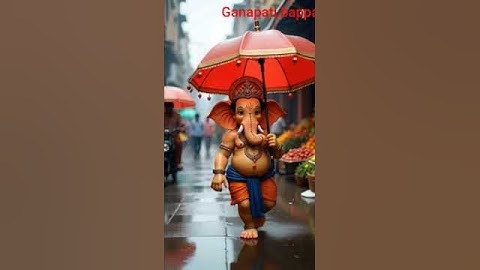 Ganesh Ji Walking in Rain with Umbrella  Divine Lord Ganesha Street Scene  Ganpati Bappa 2025#shorts