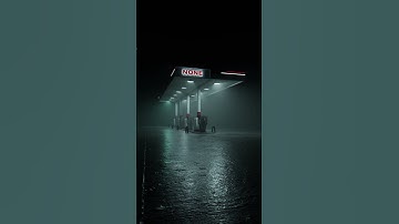 Blender Gas Station Night Scene  / Blender 3.6