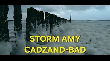 Storm Amy op het strand van Cadzand bad 4K