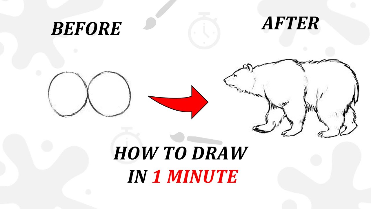 Bear Drawing Hack 29. How to draw a Bear just in 1 minute #drawing #painting #howtodraw # ...
