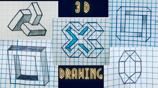 How to draw simple 3d drawings on graph paper part 2// 3d art || optical illusion drawing