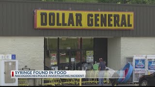 Nacogdoches police investigating after syringe found in food item at Dollar General